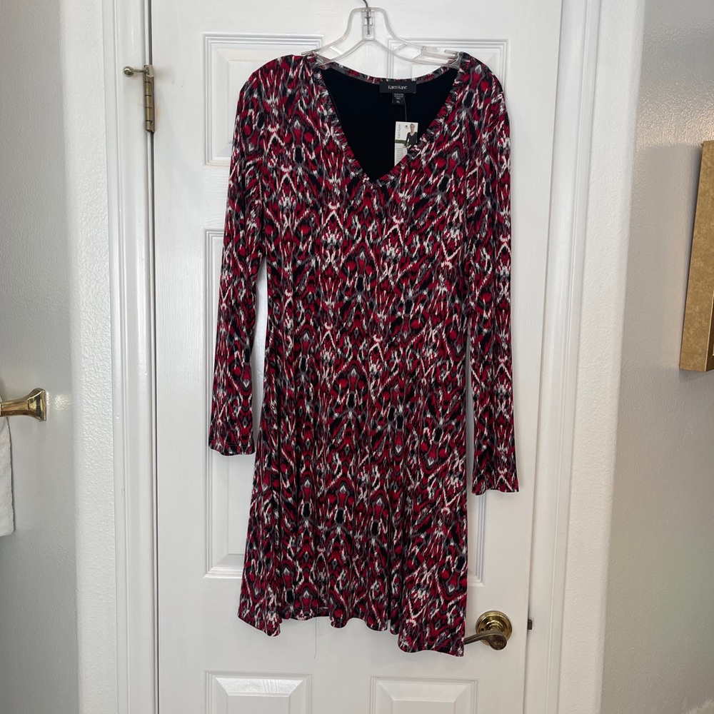 Karen Kane long sleeve fit and flare dress